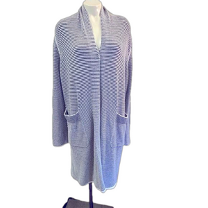TSE Cashmere blend Ribbed Open Front Cardigan Sweater M Flaws as is